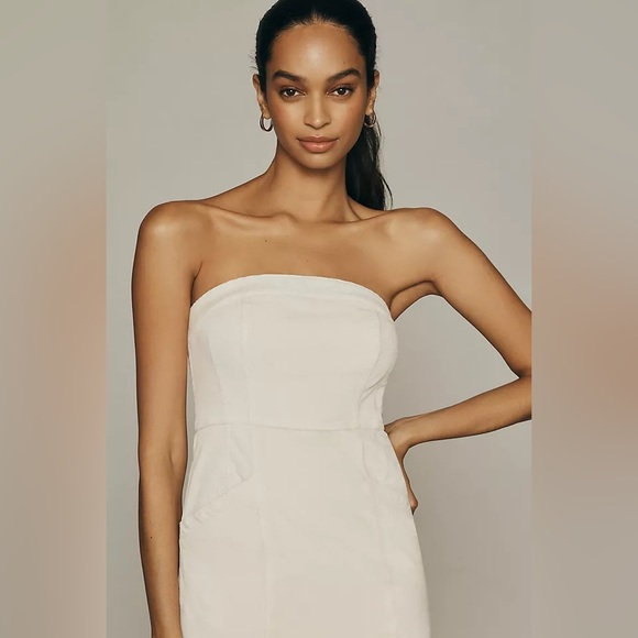 Anthropologie- Pilcro Strapless Corduroy Slim Midi Dress size 10 - Picture 2 of 9